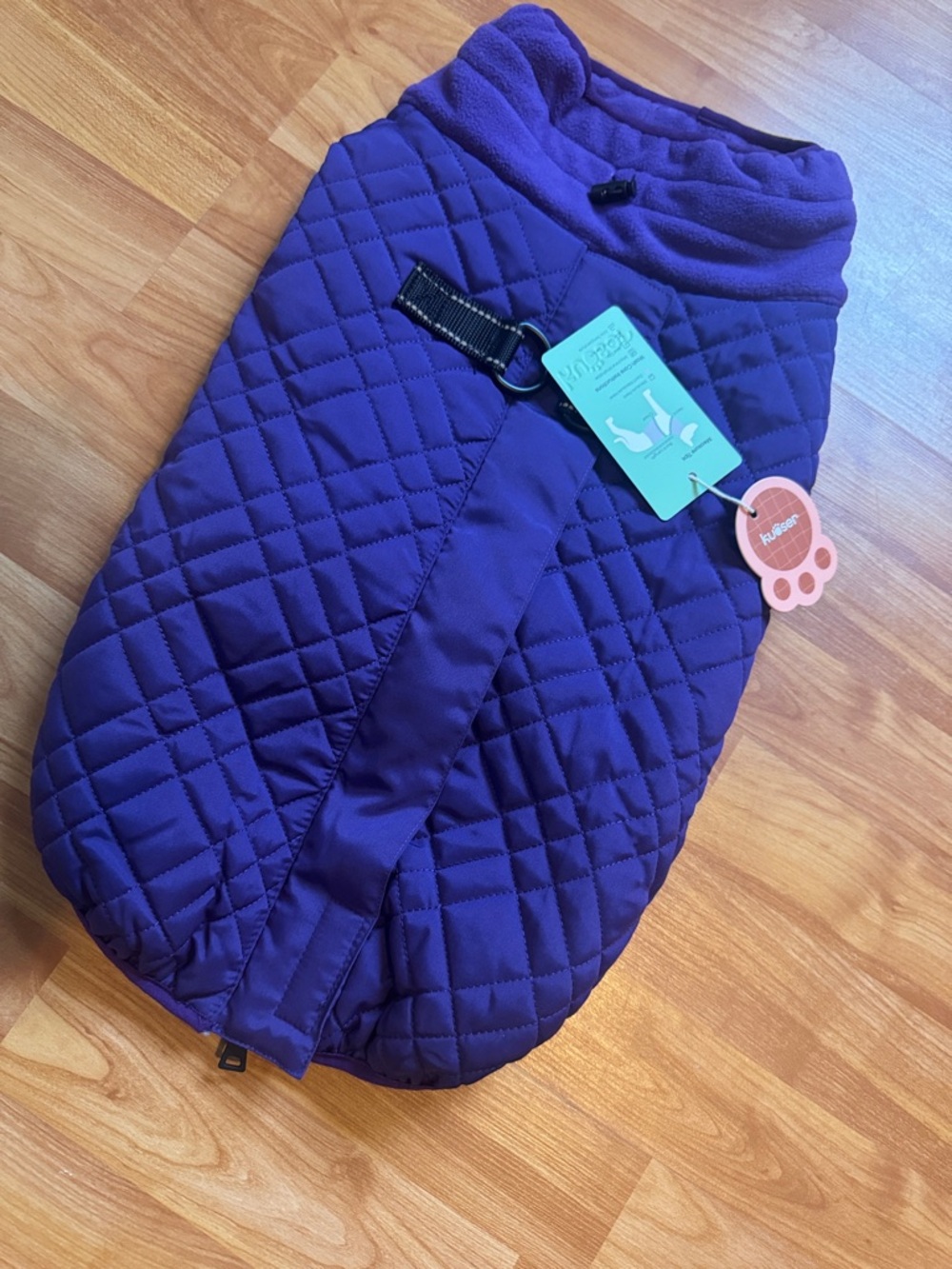 Kuoser new purple big dog puffer jacket zip up coat LG